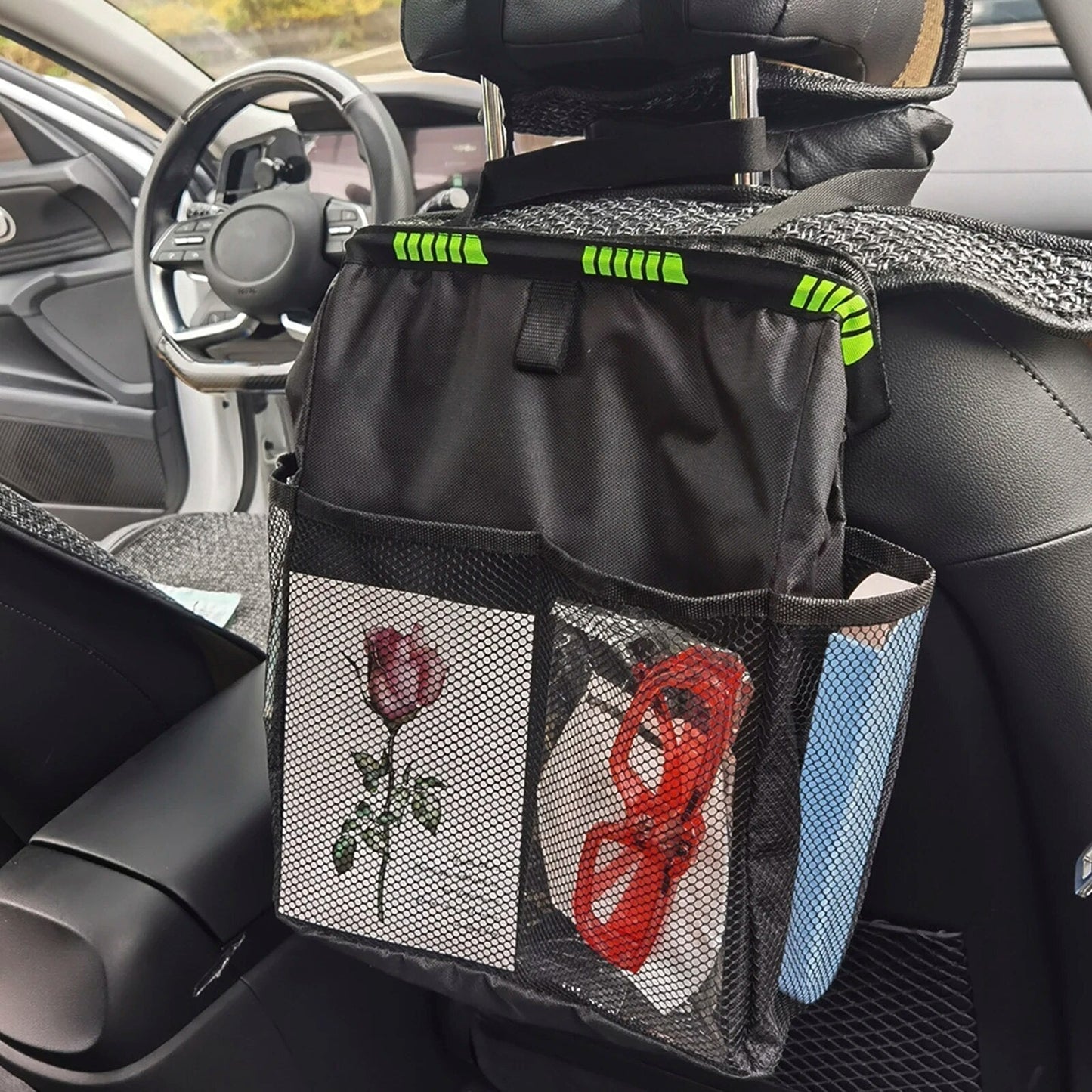 Backseat Organizer Mesh Pockets & Adjustable Straps