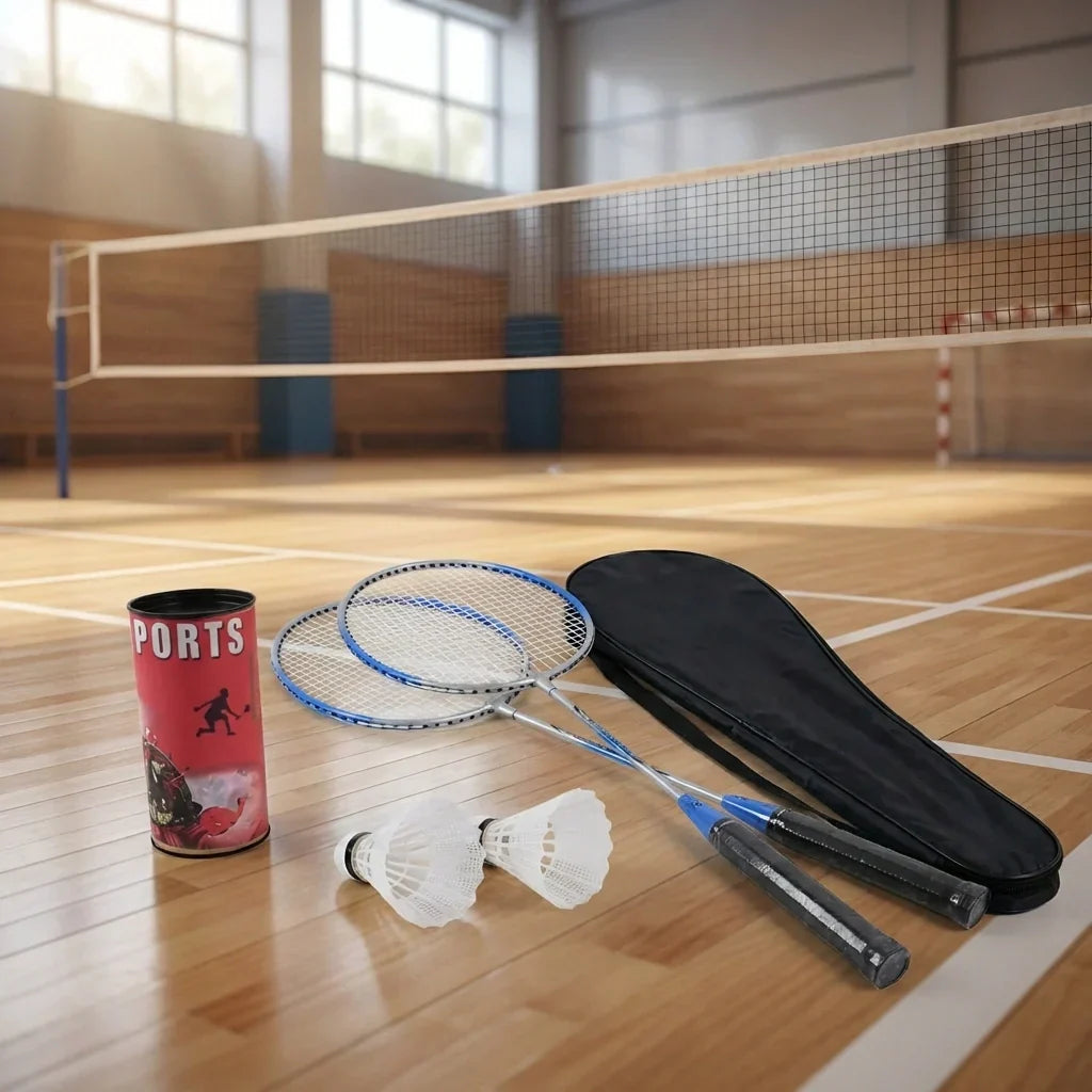 Badminton Set 2 Aluminum Rackets 3 Nylon Shuttlecocks