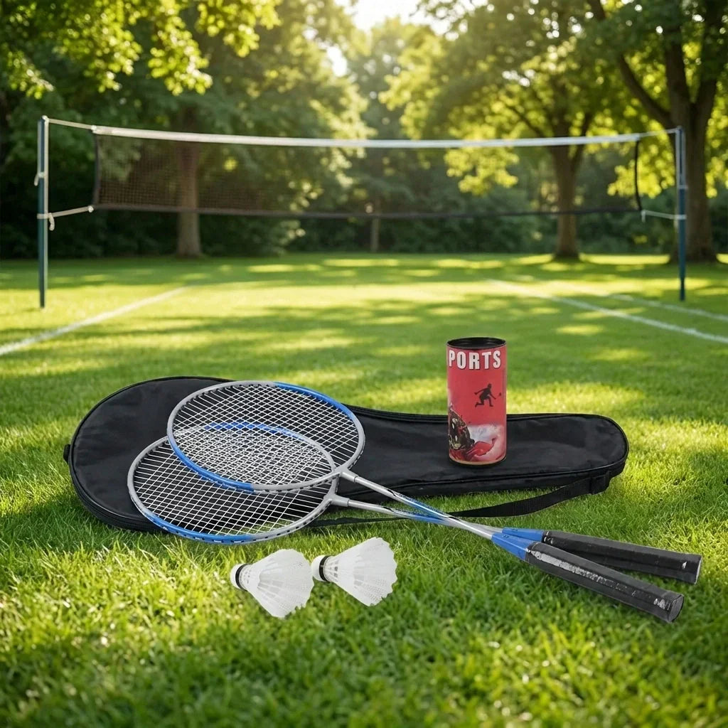 Badminton Set 2 Aluminum Rackets 3 Nylon Shuttlecocks
