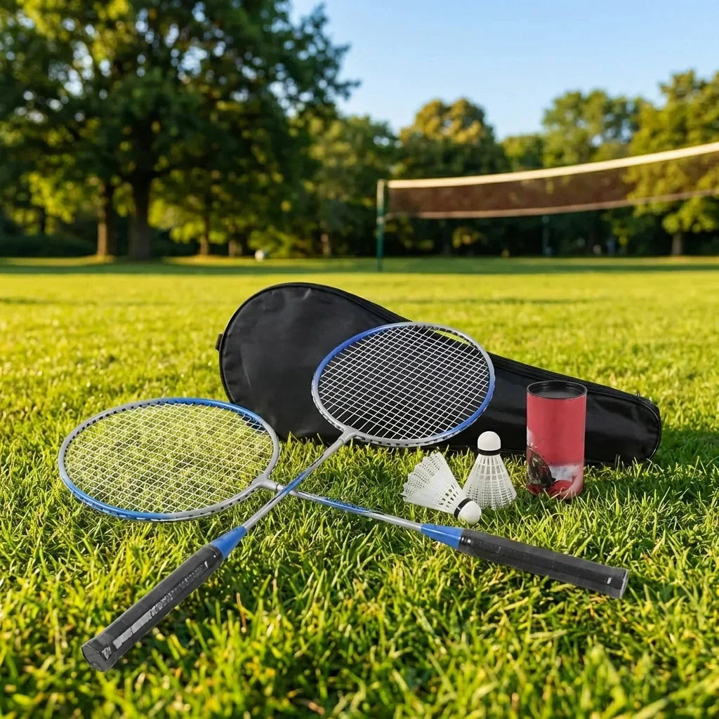 Badminton Set 2 Aluminum Rackets 3 Nylon Shuttlecocks