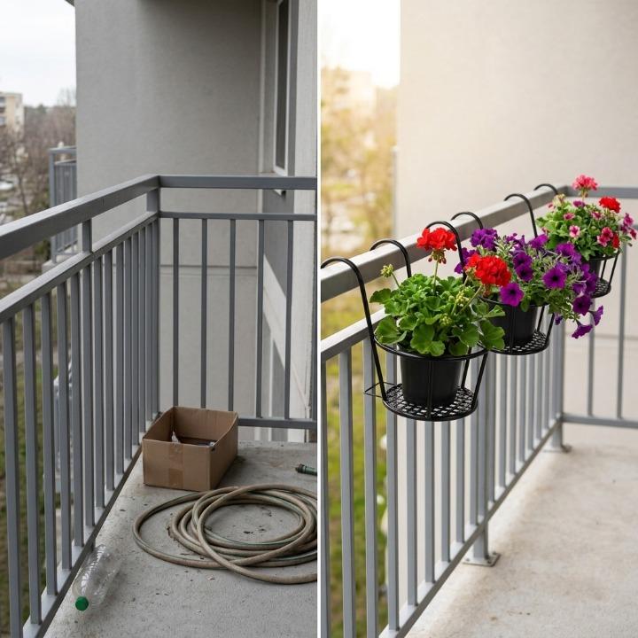 Balcony Plant Pot Holder No-Drill Drainage Set of 3