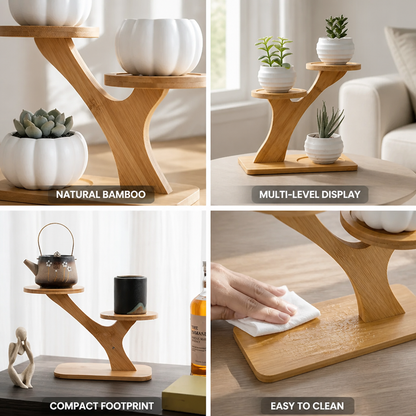 Bamboo Branch-Shaped Tabletop Display Shelf