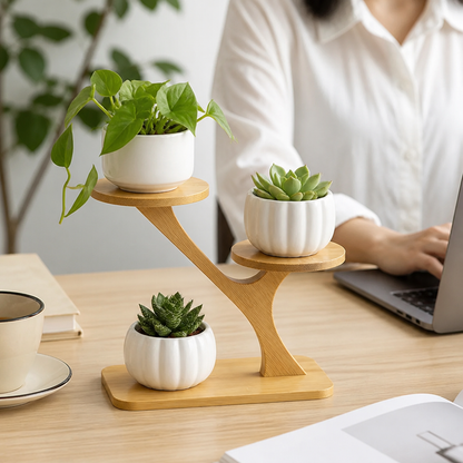 Bamboo Branch-Shaped Tabletop Display Shelf