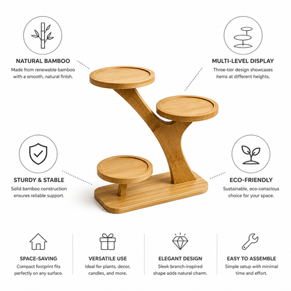 Bamboo Branch-Shaped Tabletop Display Shelf