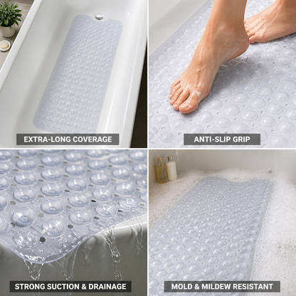 Bath Mat Extra-Long Anti-Slip & Suction Cups