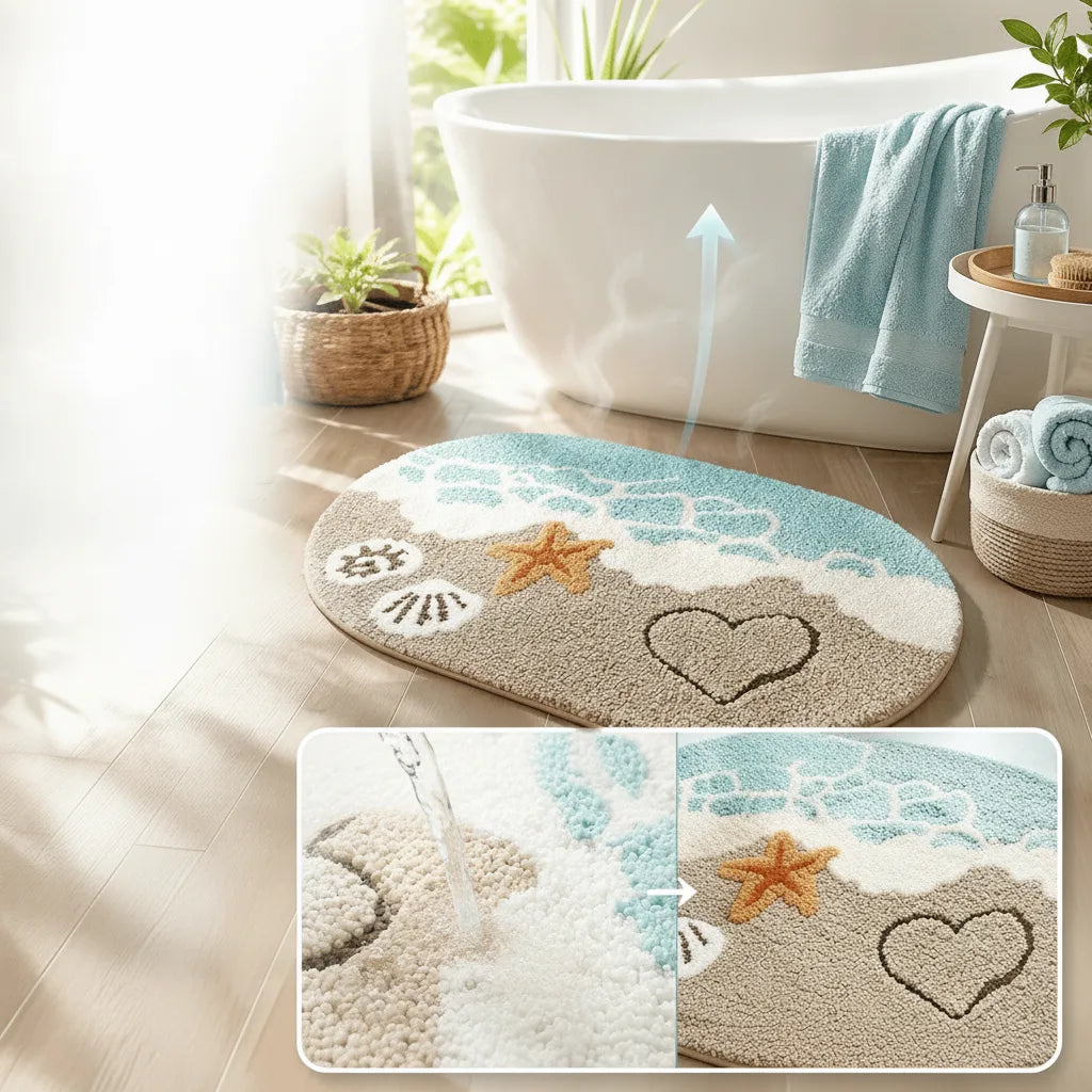 Bath Mat Quick-Drying Microfiber & Non-Slip Backing
