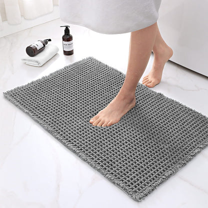 Bath Mat Waffle Texture Quick-Drying Non-Slip Backing