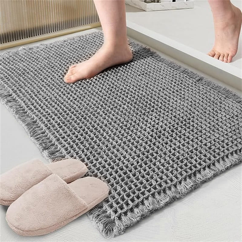Bath Mat Waffle Texture Quick-Drying Non-Slip Backing