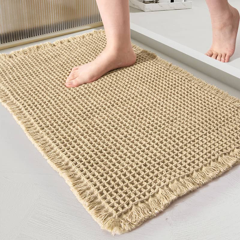 Bath Mat Waffle Texture Quick-Drying Non-Slip Backing