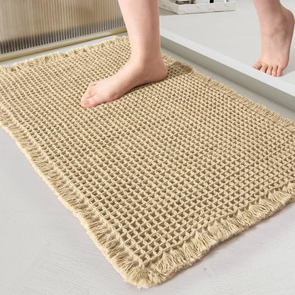 Bath Mat Waffle Texture Quick-Drying Non-Slip Backing