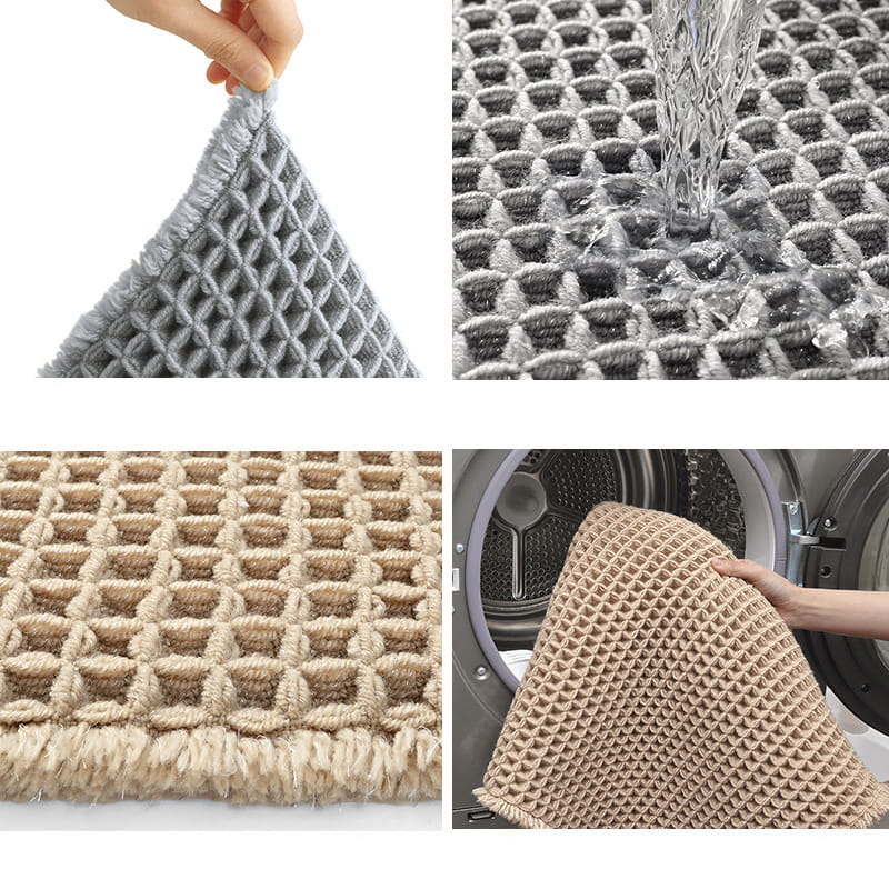 Bath Mat Waffle Texture Quick-Drying Non-Slip Backing