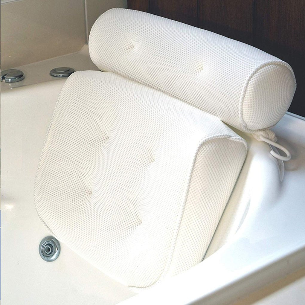 Bath Pillow Ergonomic Neck Support 3D Mesh & Quick-Dry