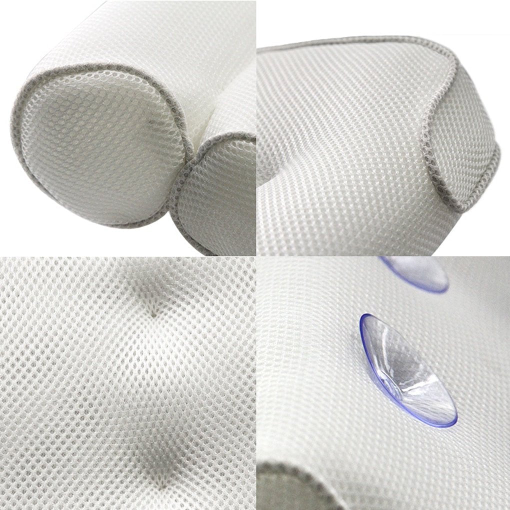 Bath Pillow Ergonomic Neck Support 3D Mesh & Quick-Dry