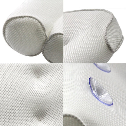Bath Pillow Ergonomic Neck Support 3D Mesh & Quick-Dry