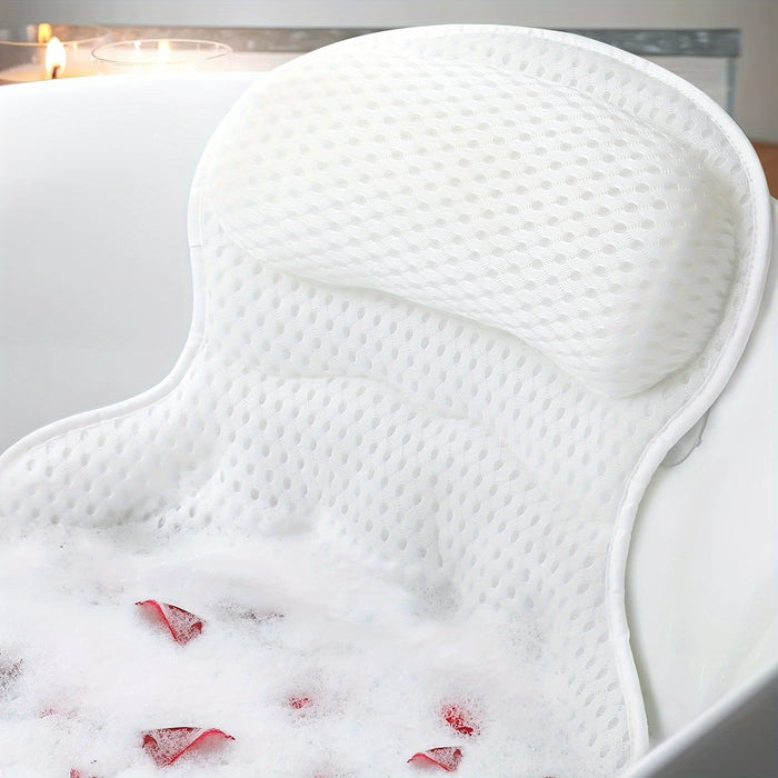 Bath Pillow Ergonomic Neck Support & Non-Slip Suction Cups
