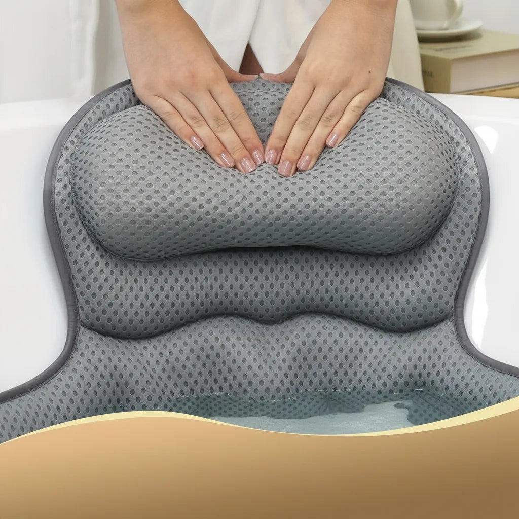 Bath Pillow Ergonomic Neck Support & Non-Slip Suction Cups