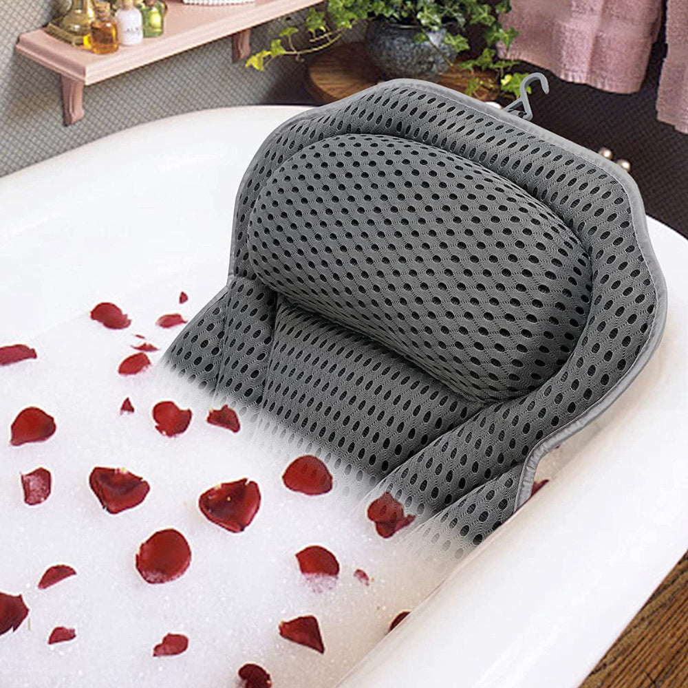 Bath Pillow Ergonomic Neck Support & Non-Slip Suction Cups