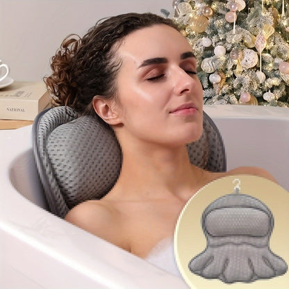 Bath Pillow Ergonomic Neck Support & Non-Slip Suction Cups