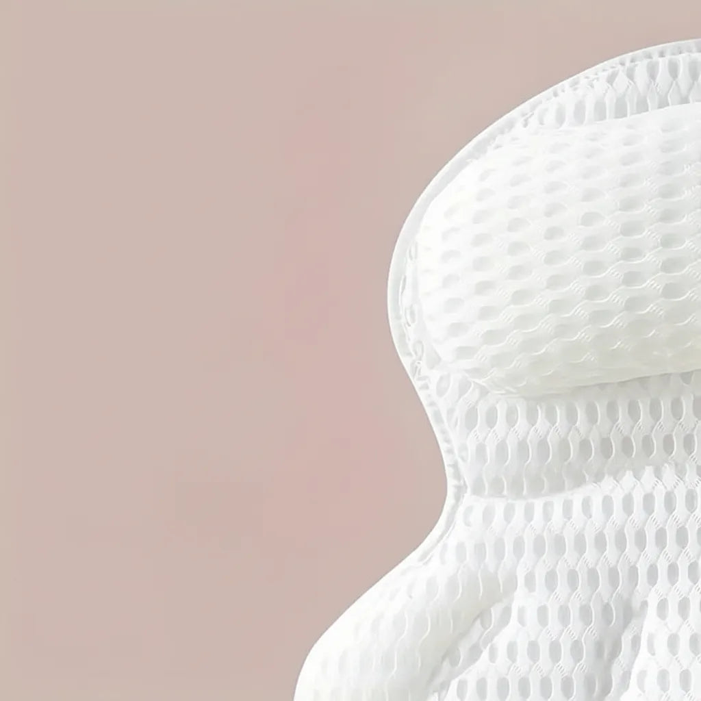 Bath Pillow Ergonomic Neck Support & Non-Slip Suction Cups