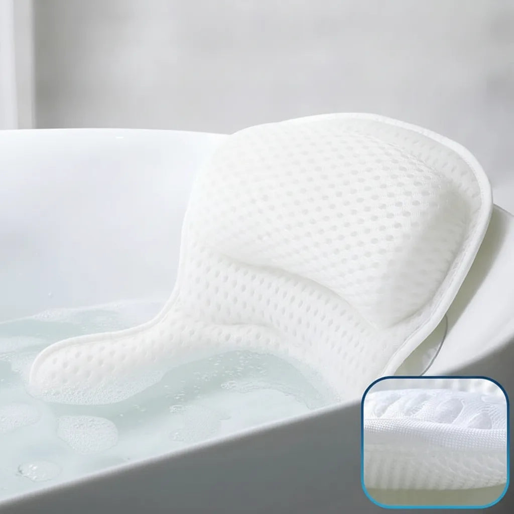 Bath Pillow Ergonomic Neck Support & Non-Slip Suction Cups