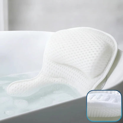 Bath Pillow Ergonomic Neck Support & Non-Slip Suction Cups