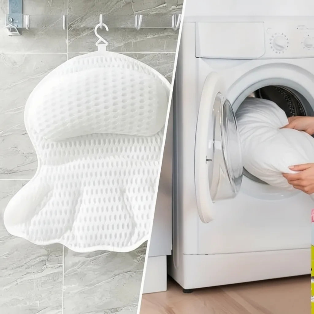 Bath Pillow Ergonomic Neck Support & Non-Slip Suction Cups