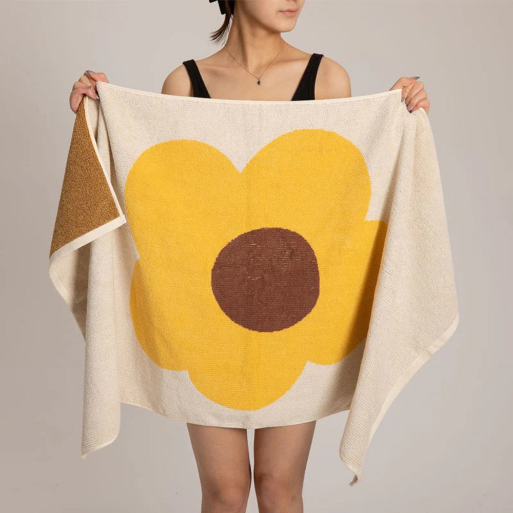 Bath Towel Cotton Floral Quick-Drying & Machine Washable