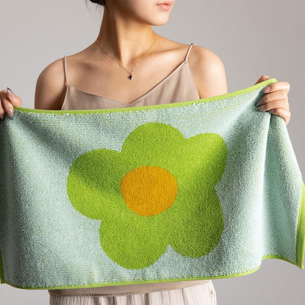 Bath Towel Cotton Floral Quick-Drying & Machine Washable