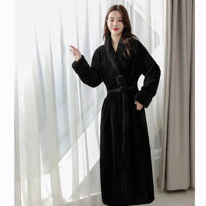 Bathrobe Floor-Length Breathable Fleece Tie Belt