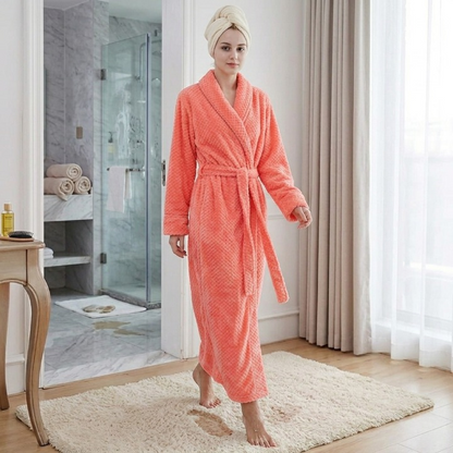 Bathrobe Floor-Length Breathable Fleece Tie Belt