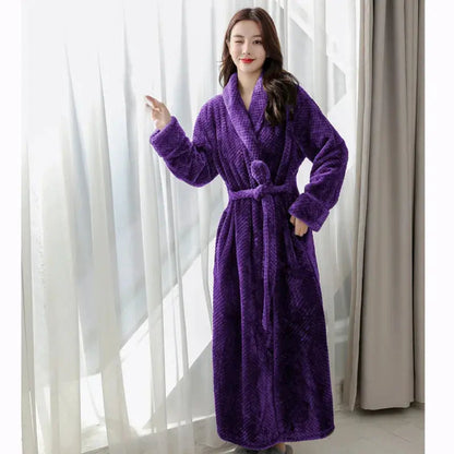 Bathrobe Floor-Length Breathable Fleece Tie Belt