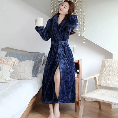 Bathrobe Floor-Length Breathable Fleece Tie Belt