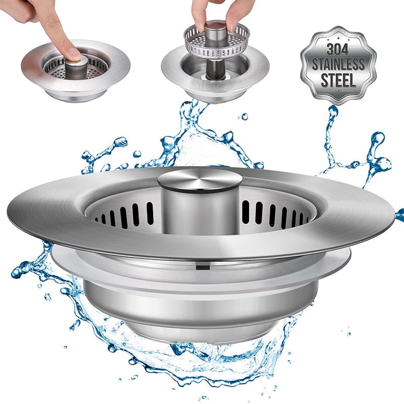 Bathroom Drain Strainer Pop-Up Filter & Plug Stainless Steel