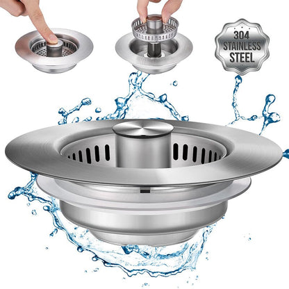 Bathroom Drain Strainer Pop-Up Filter & Plug Stainless Steel