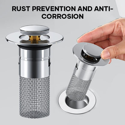 Bathroom Drain Strainer Pop-Up Filter & Plug Stainless Steel