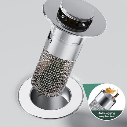 Bathroom Drain Strainer Pop-Up Filter & Plug Stainless Steel