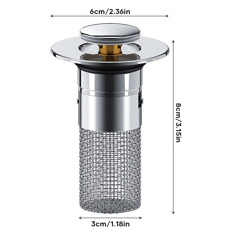 Bathroom Drain Strainer Pop-Up Filter & Plug Stainless Steel