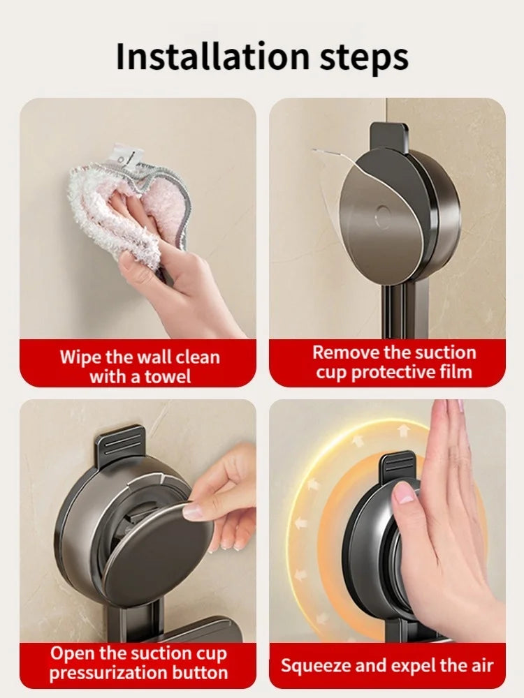 Bathroom Shelf Drill-Free Rust-Resistant Aluminum Towel Bar & Hooks