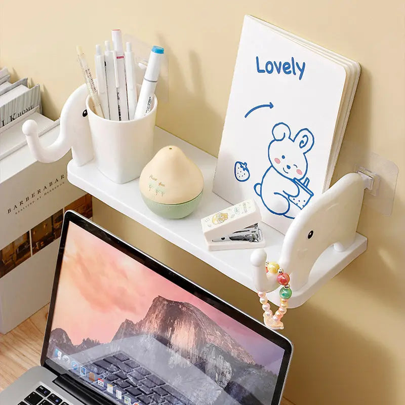 Bathroom Wall Shelf Elephant Design Suction Mount