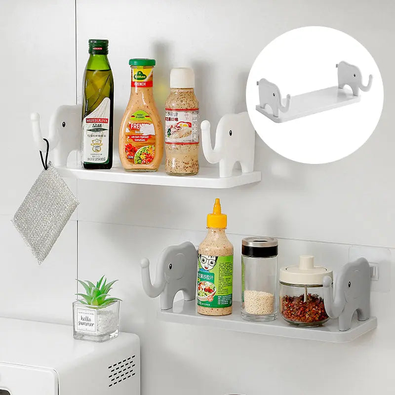 Bathroom Wall Shelf Elephant Design Suction Mount