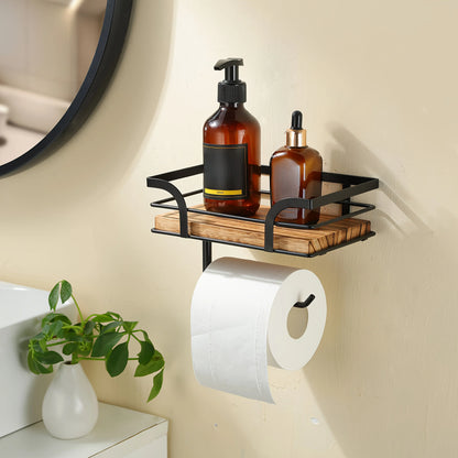 Bathroom Wall Shelf Wrought Iron With Toilet Paper Holder