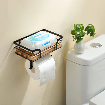 Bathroom Wall Shelf Wrought Iron With Toilet Paper Holder