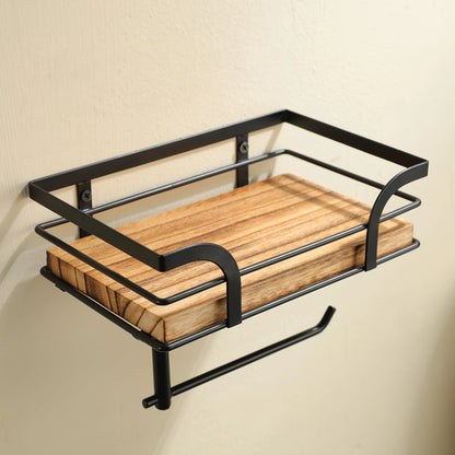 Bathroom Wall Shelf Wrought Iron With Toilet Paper Holder