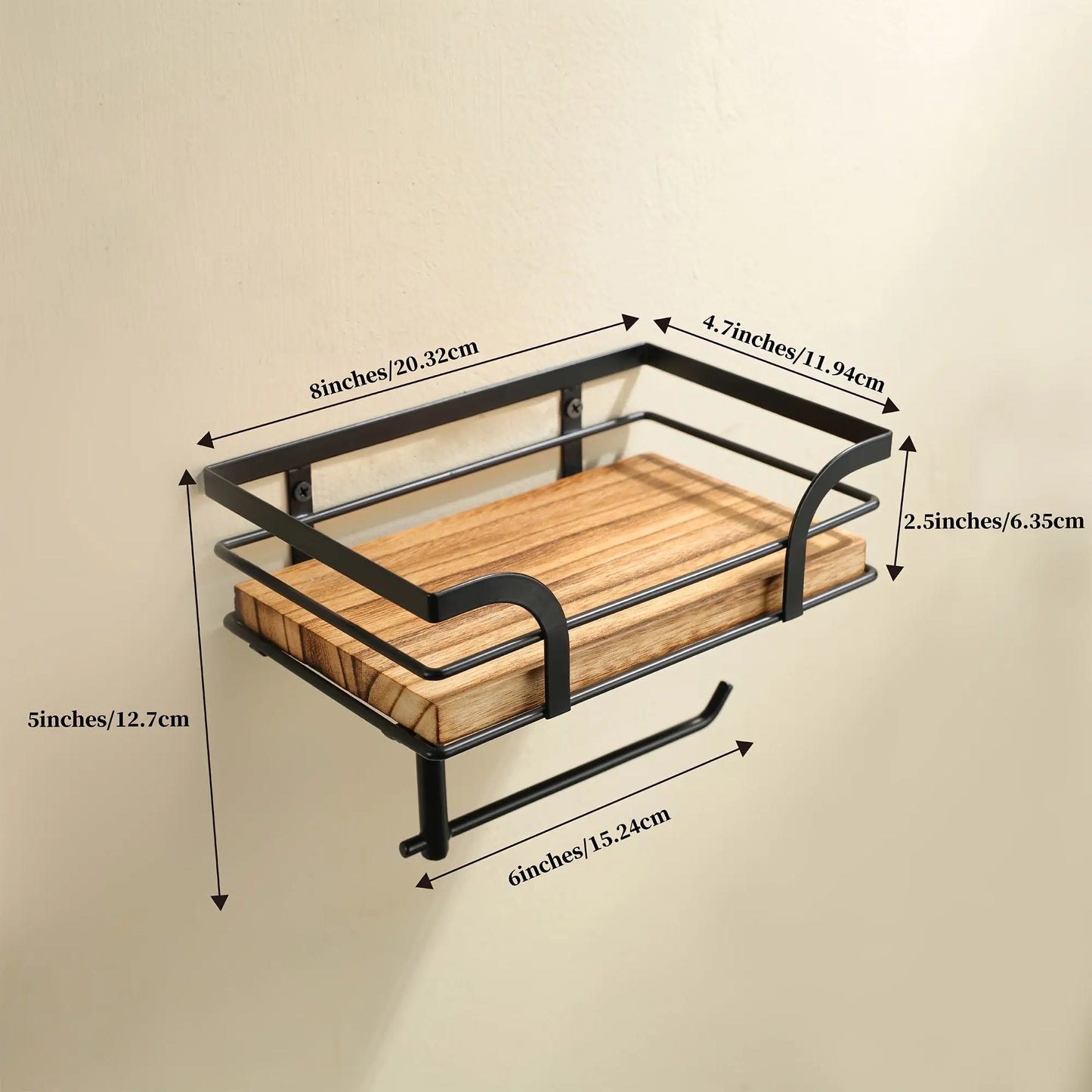 Bathroom Wall Shelf Wrought Iron With Toilet Paper Holder