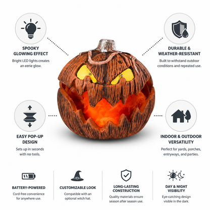 Battery-Powered LED Pop-Up Pumpkin Decoration