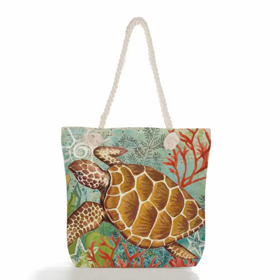 Beach Bag Linen Spacious Braided Cotton Rope Handles