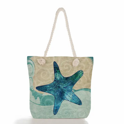 Beach Bag Linen Spacious Braided Cotton Rope Handles