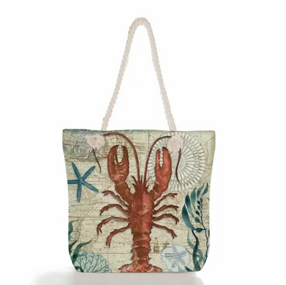 Beach Bag Linen Spacious Braided Cotton Rope Handles