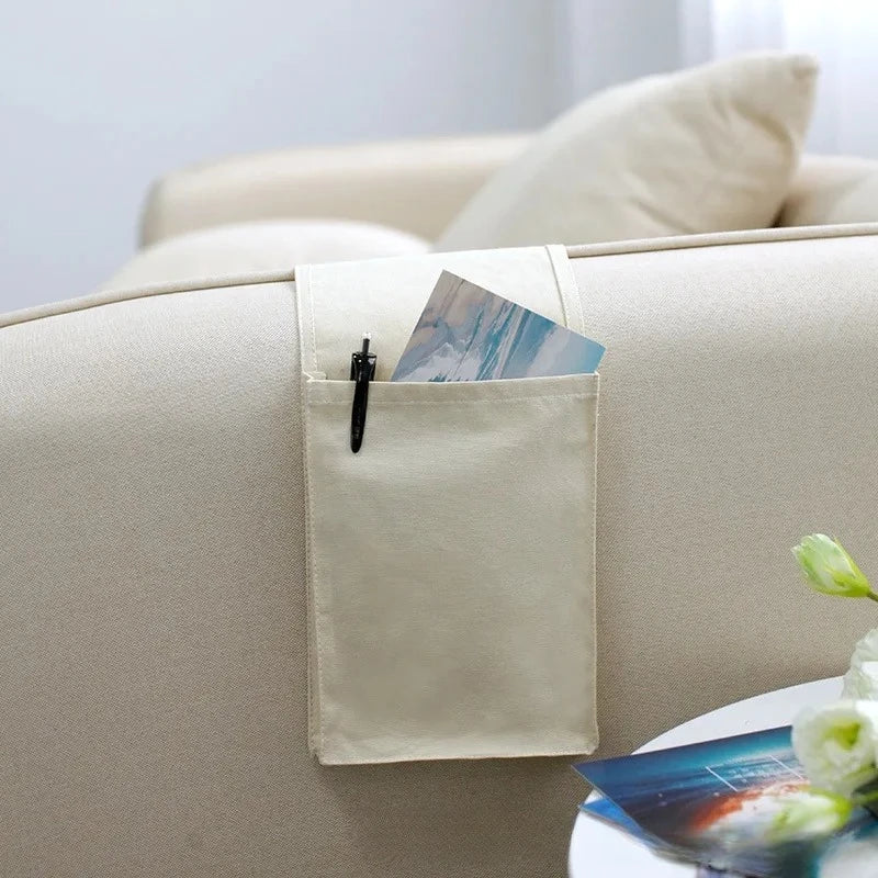 Bed Organizer Cotton-Linen Multiple Pockets No-Slip Attachment