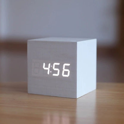 Bedside Alarm Clock Bamboo Sound-Activated LED
